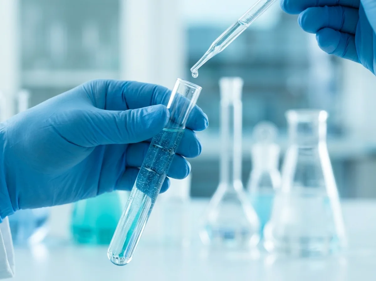 Muestra de agua del grifo analizada en laboratorio para medir el cloro
