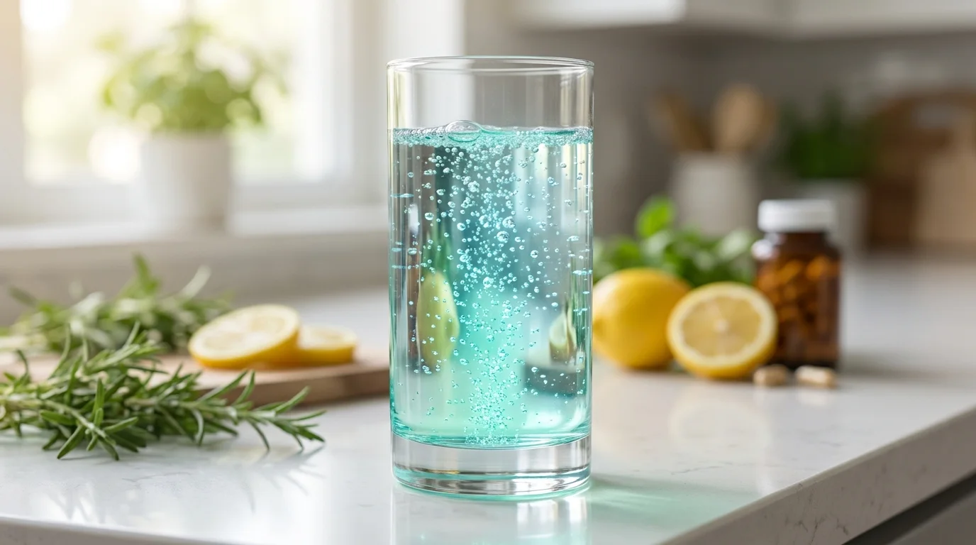 Vaso de agua con microburbujas de hidrógeno